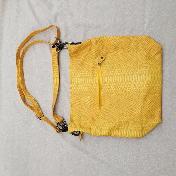 Treska Handbags - Mustard yellow snake textured bag, LARGE!!!! Imperfect